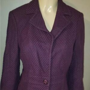 Cabi Purple Fitted Lined Blazer Jeweled Button Size 6